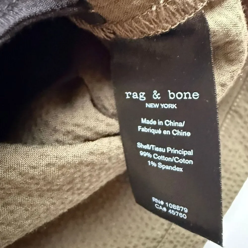 NWT Rag & Bone Camille Paper bag waist seersucker shorts in olive Size 10